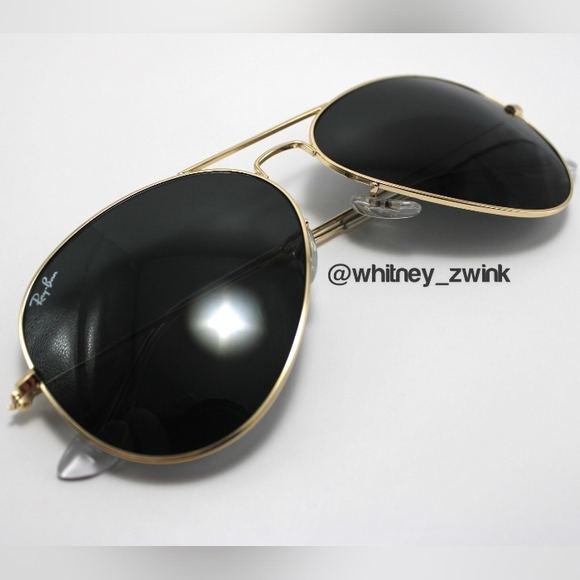 Model Display Ray-Ban Aviator Black Lens RB3025 58 / 62 Gold Frame - Picture 6 of 17